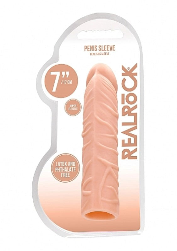 Shots Toys Realrock Skin Penis Sleeve 7 Inch Size Enhancement - - Penis Sleeves and Extenders