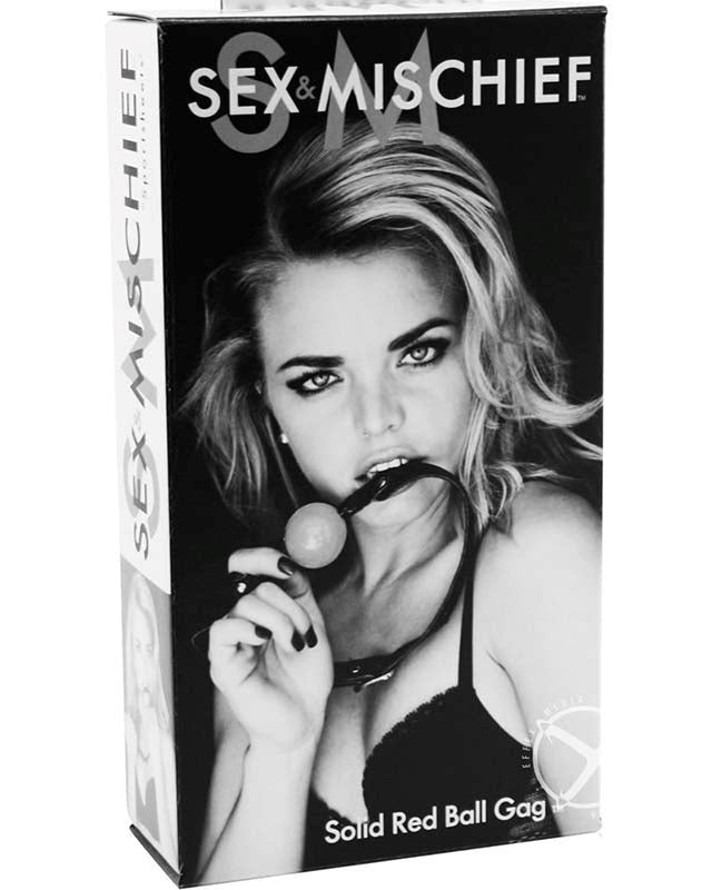 Sportsheets Sex & Mischief Solid Red Ball Gag Adjustable BDSM Restraint - - Bondage Gags and Bits