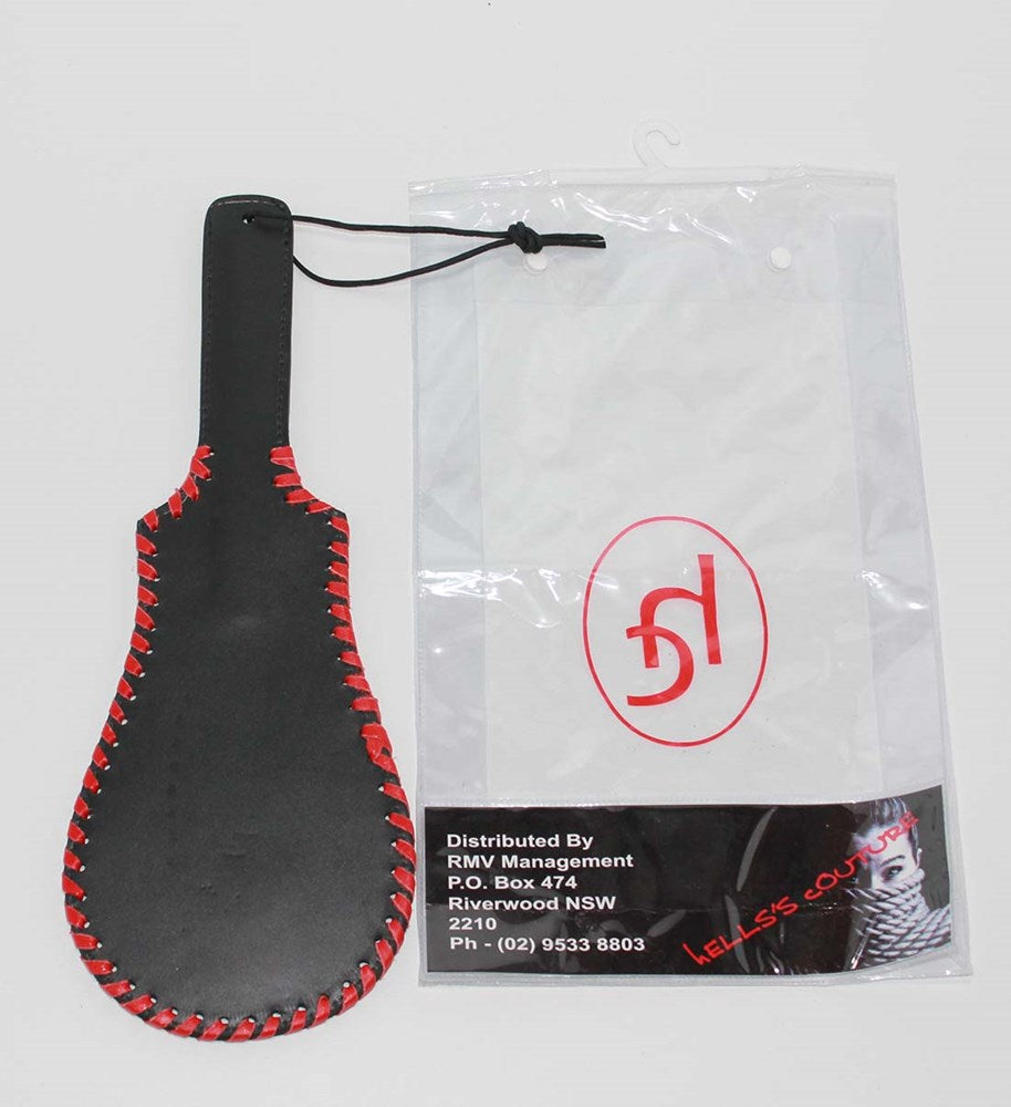 Hells Couture Whipped Ass Oval Leather Paddle 35cm BDSM Impact Play - - Paddles And Slappers