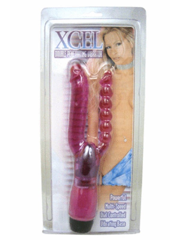 Seven Creations Xcel Double Penetrating Penis Shape Vibrator Dual Stimulation - - Anal Vibrators