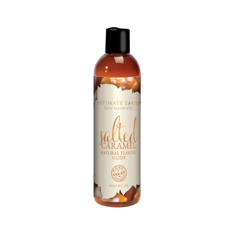 Intimate Earth Salted Caramel Natural Flavors Glide 60ml Edible Lubricant - - Water Based Lubes