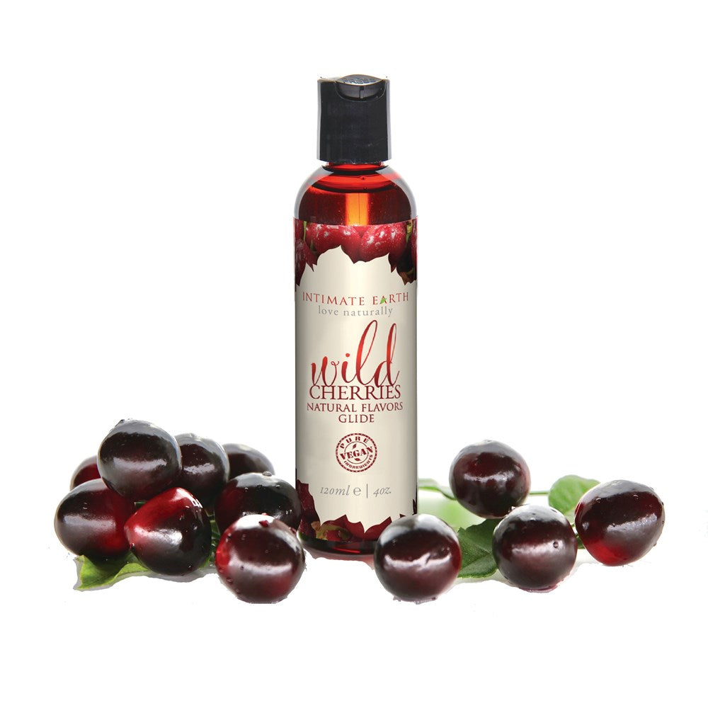 Intimate Earth Wild Cherries Natural Flavors Glide 120ml Flavored Lubricant - - Massage Oils and Lubricants