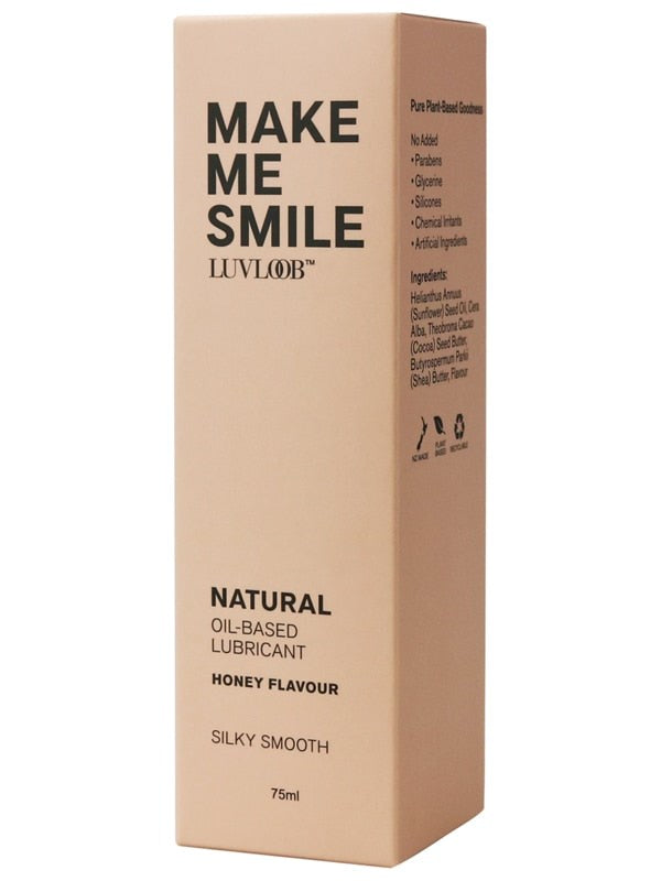 Luvloob Make Me Smile Oil Based Lubricant Honey 75ml Honey Infused Formula - - Massage Oils and Lubricants