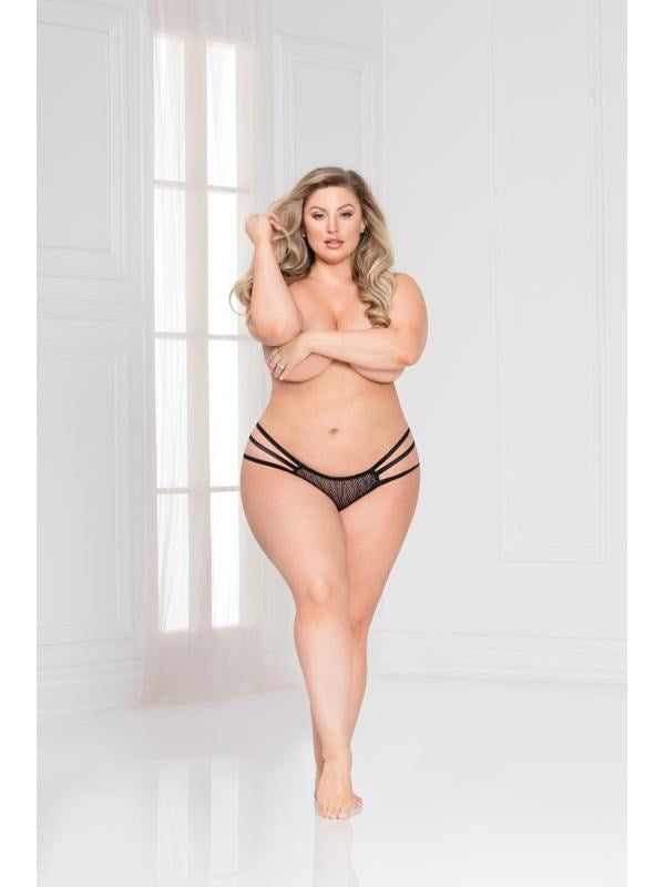 Seven til Midnight Strappy Side Lace Panty Black Sheer - - G-Strings, Panties and Shorts