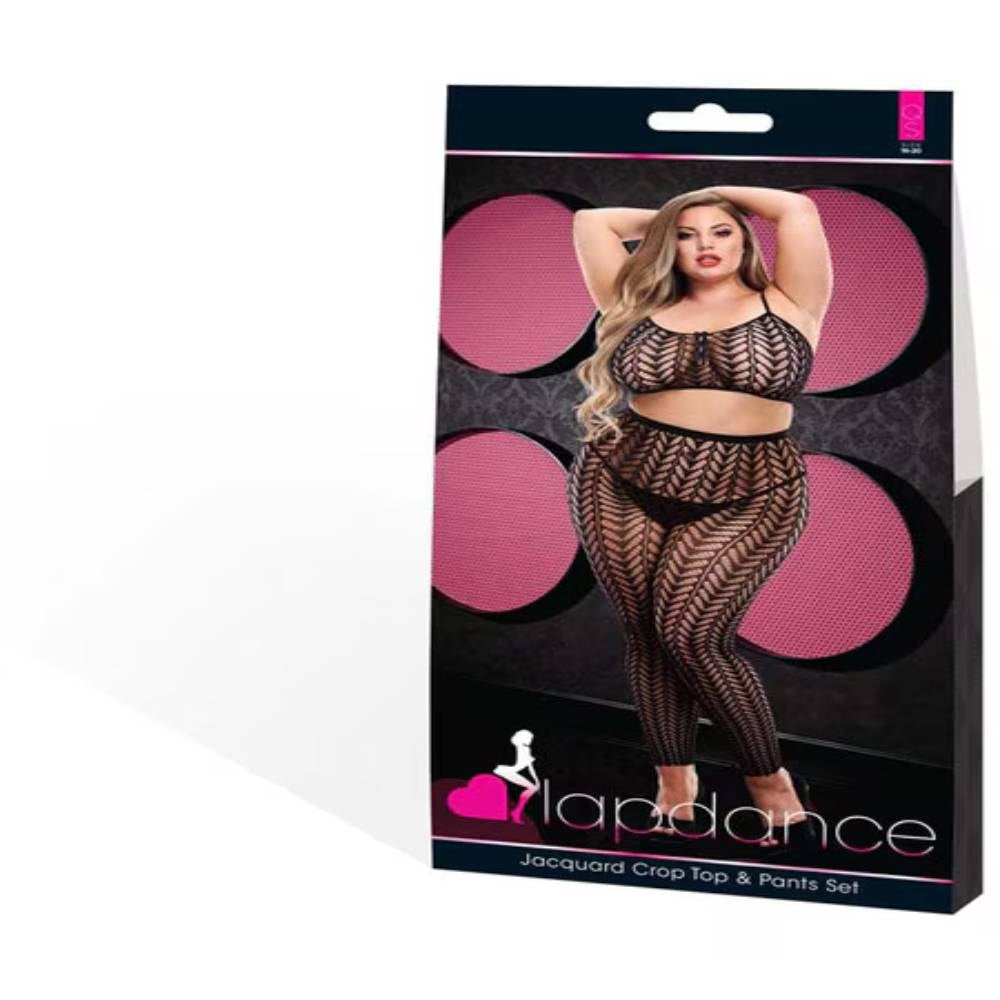 Xgen Products Lapdance Jacquard Crop Top & Pants Set OSX Textured Clubwear - - Teddies and Bodysuits