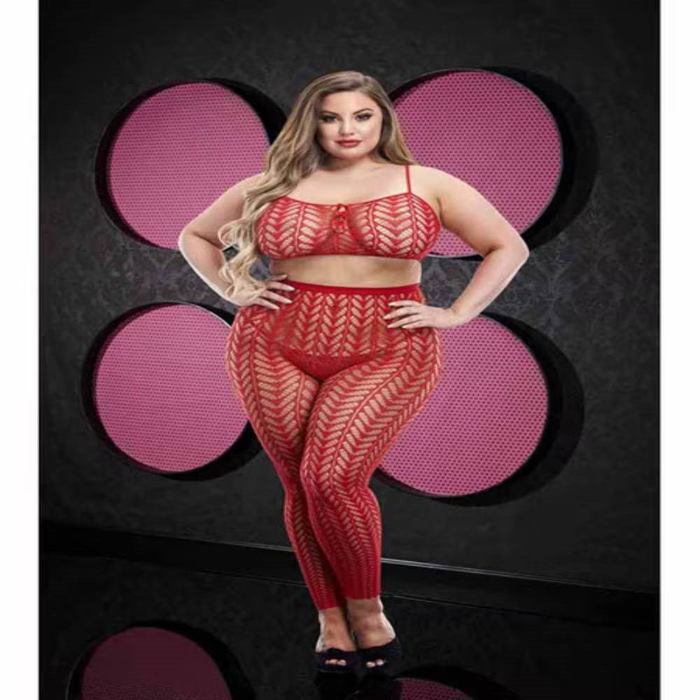 Xgen Products Lapdance Jacquard Crop Top & Pants Set OSX Textured Clubwear - - Teddies and Bodysuits