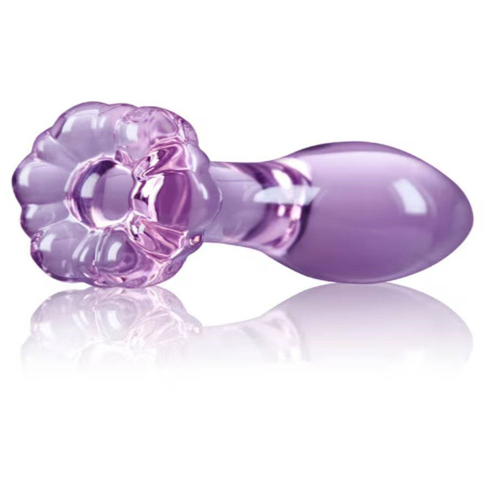 NS Novelties Crystal Flower Glass Butt Plug Premium Borosilicate Design - - Butt Plugs