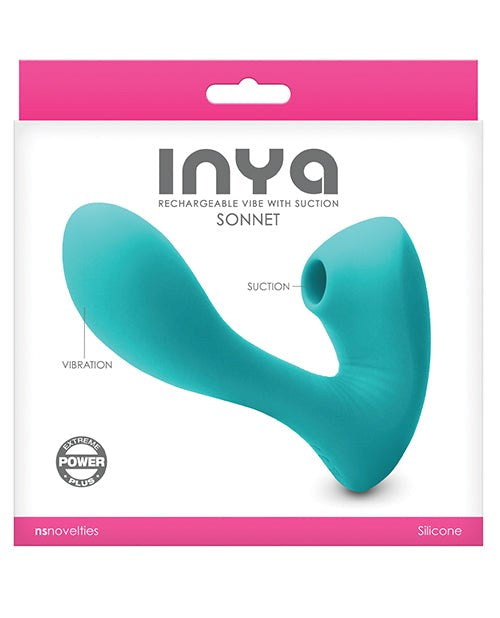 NS Novelties INYA Sonnet Suction Vibrator Teal Dual G Spot Clitoral - - G-Spot Vibrators