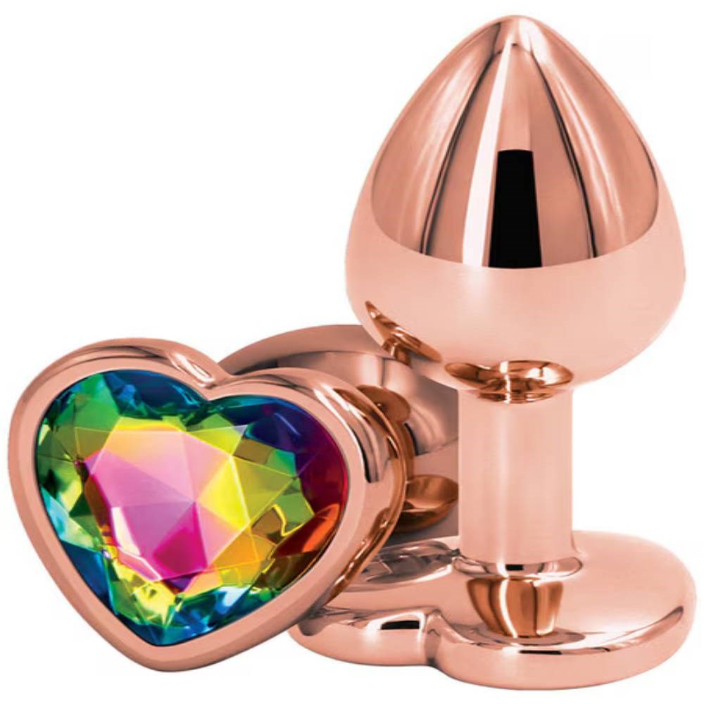 NS Novelties Rear Assets Rose Gold Heart Small Anal Plug Rose Gold Chrome - - Butt Plugs
