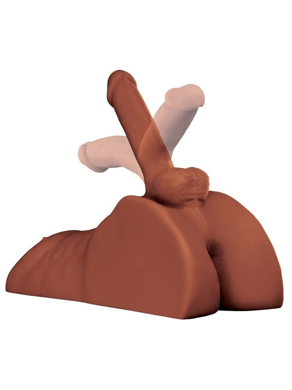 Pipedream Products PDX Plus Perfect Ride Dildo And Male Masturbator Brown - - Masturbators and Strokers