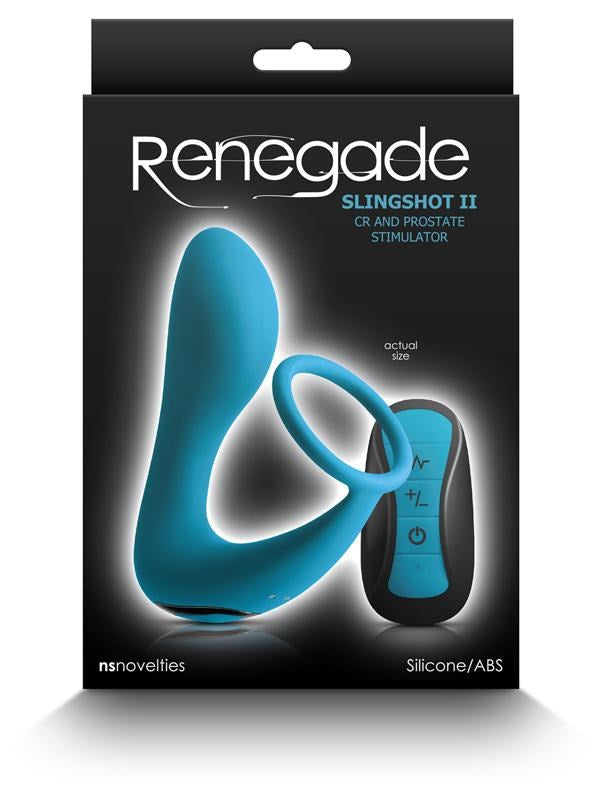 NS Novelties Renegade Slingshot II Cock Ring and Prostate Stimulator Teal - - Cock Ring Sets
