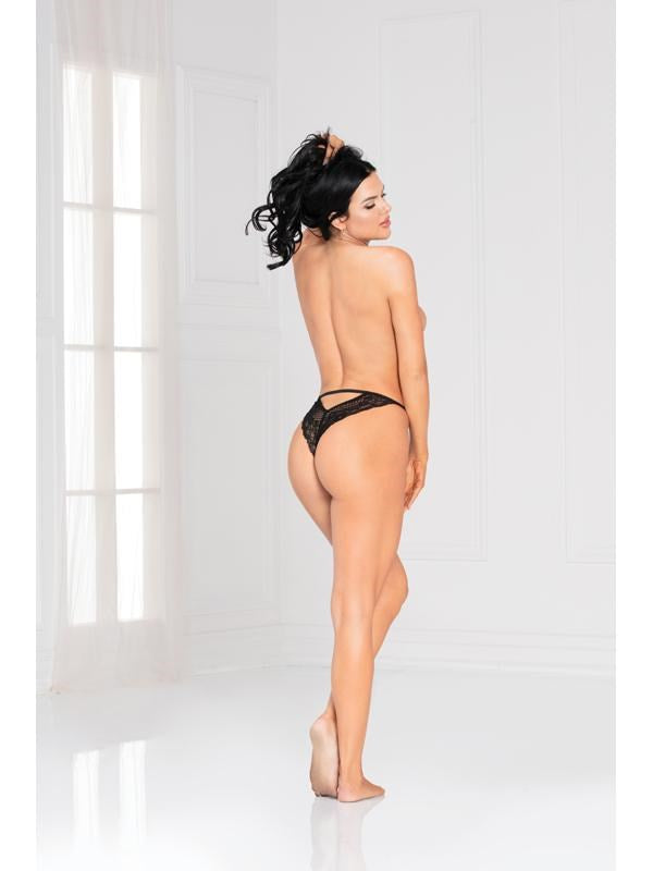 Seven til Midnight Crochet Lace Panty Black XL Thong - - G-Strings, Panties and Shorts