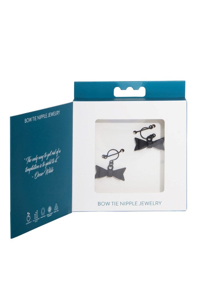 Sportsheets Sincerely Bow Tie Adjustable No Pierce Nipple Jewelry Black - - Breast and Nipple Toys
