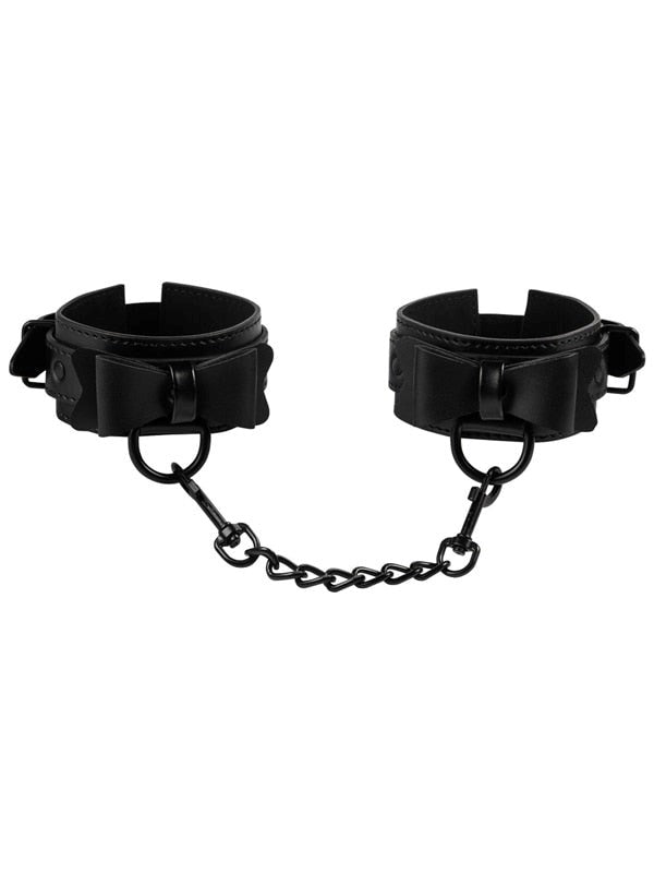 Sportsheets Sincerely Bow Tie Faux Leather Wrist Cuffs BDSM Restraints - - Cuffs and Restraints