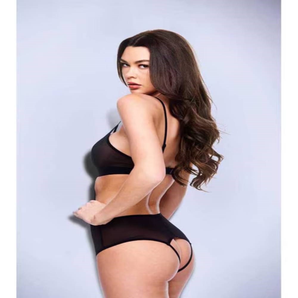 Baci Lingerie Sexy Crotchless Mesh Womens Teddy Black Premium Sheer - - Teddies and Bodysuits