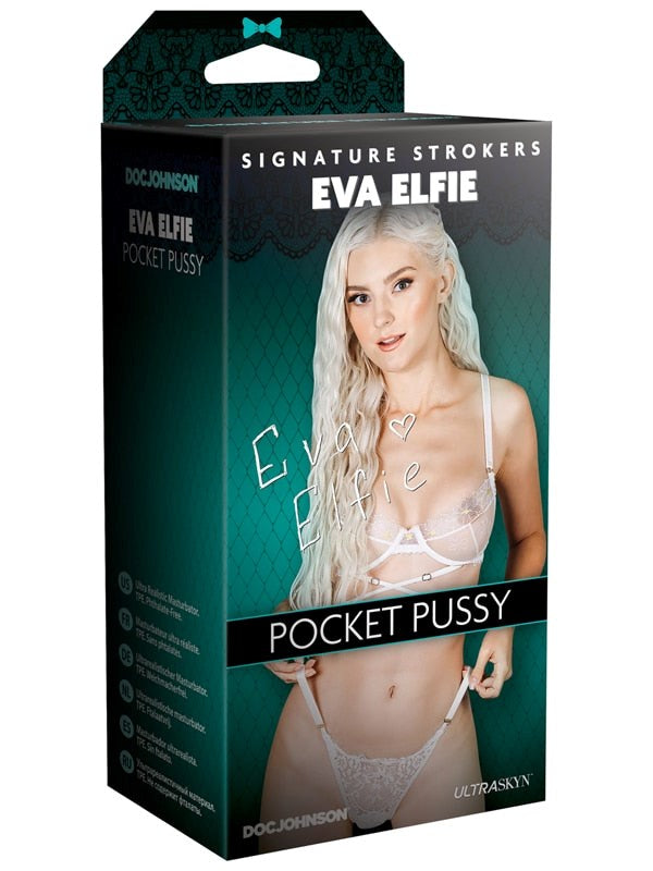 Doc Johnson Main Squeeze Signature Strokers Eva Elfie Ultraskyn Pocket Pussy Vanilla - - Masturbators and Strokers