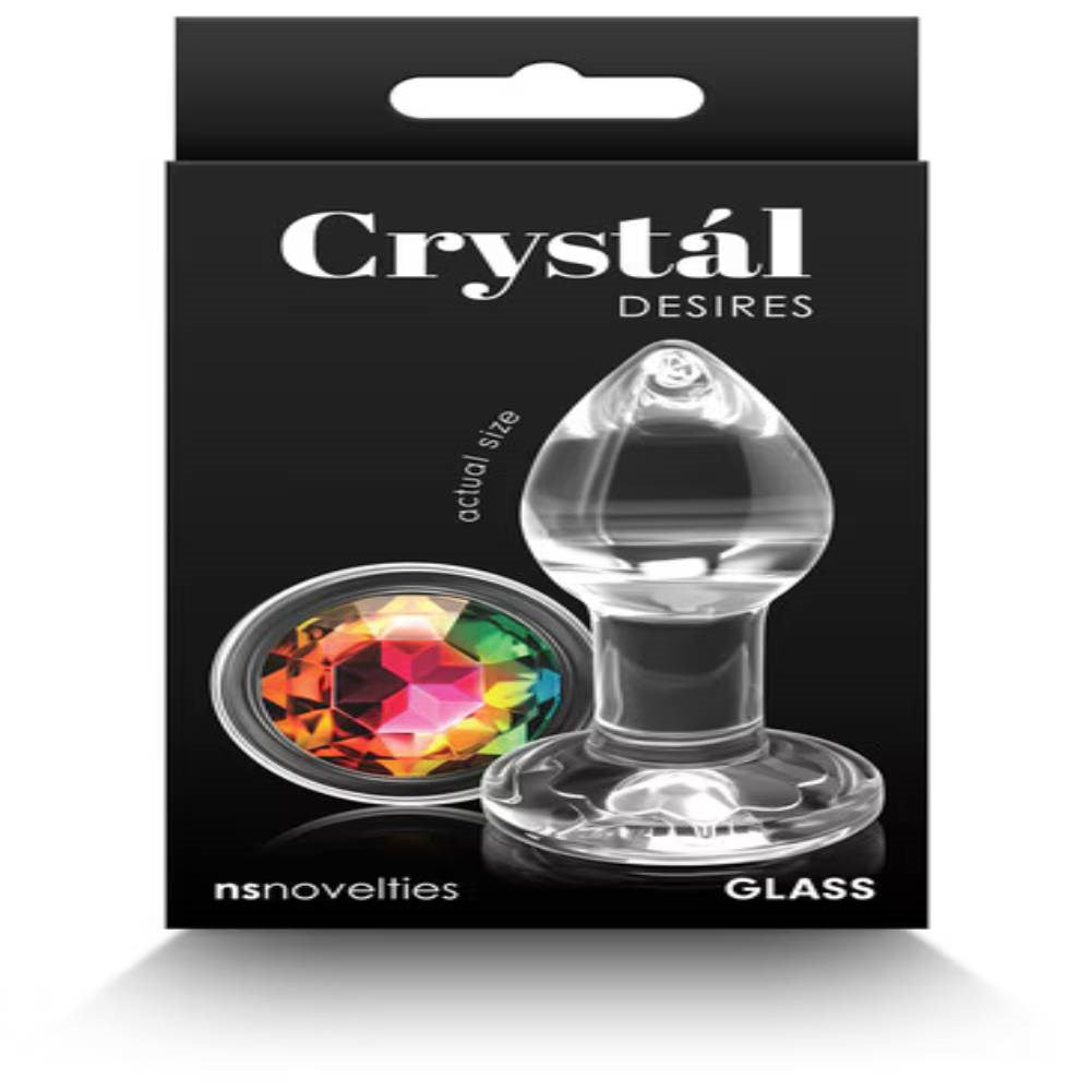 NS Novelties Crystal Desires Rainbow Gem Glass Butt Plug Premium Anal Stimulation - - Butt Plugs