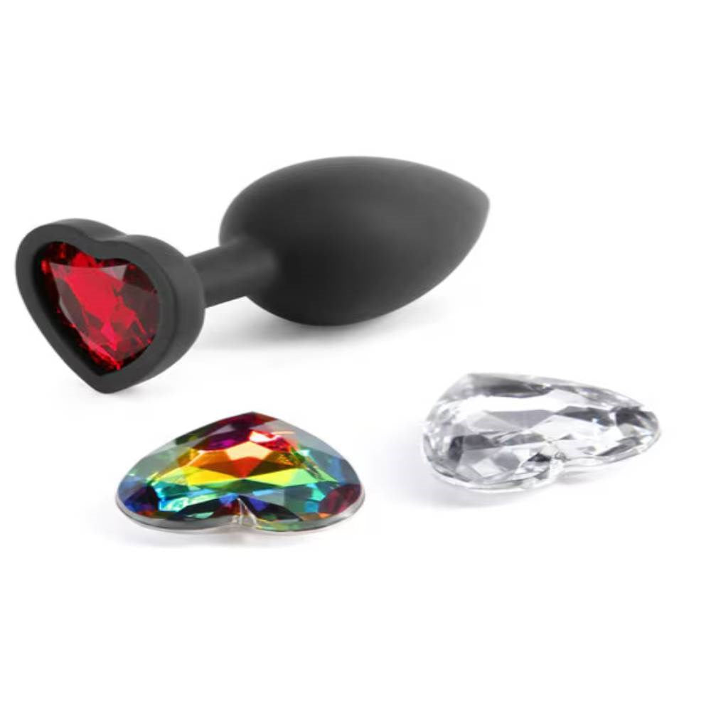 NS Novelties Glams Xchange Heart Shape Butt Plug with Interchangeable Gems - - Butt Plugs