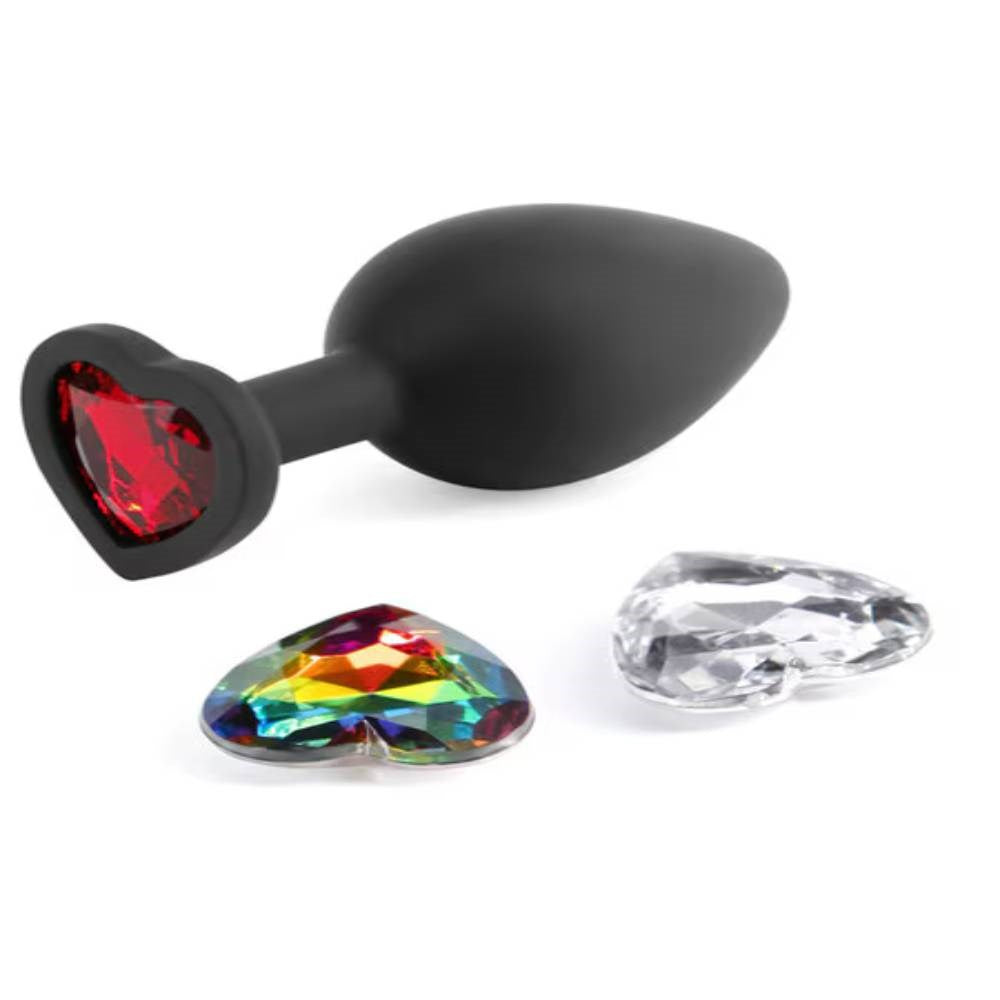 NS Novelties Glams Xchange Heart Shape Butt Plug with Interchangeable Gems - - Butt Plugs