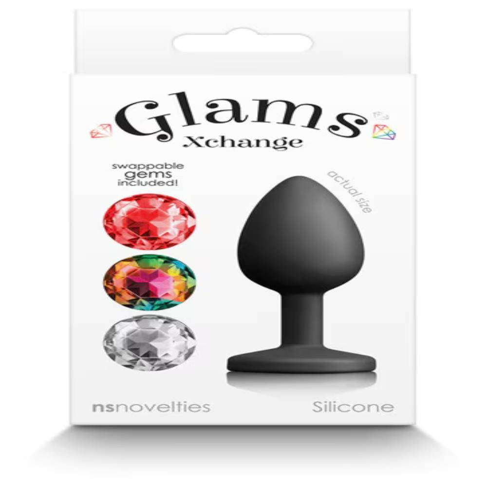 NS Novelties Glams Xchange Round Shape Anal Plug with Interchangeable Gems - - Butt Plugs