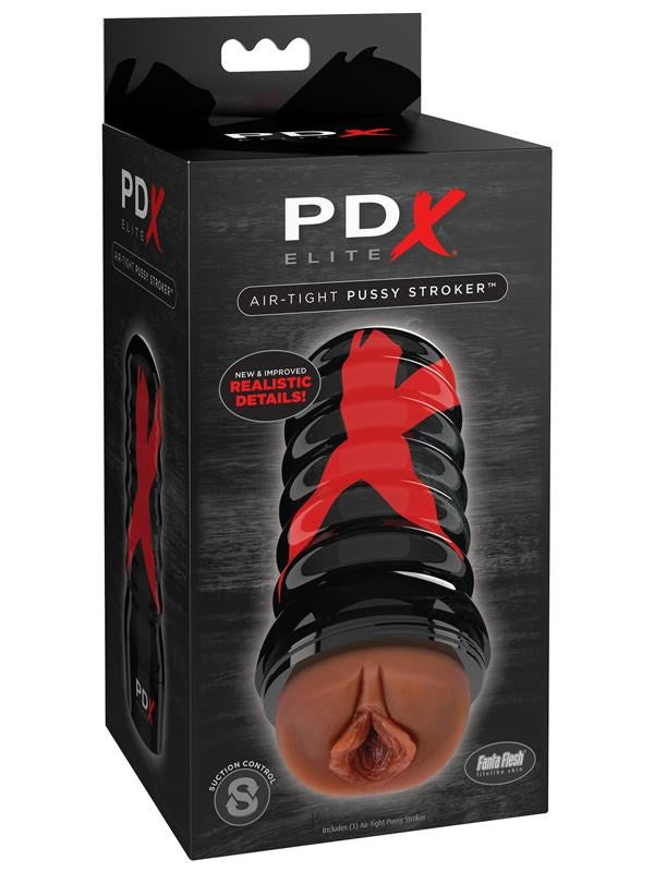 Pipedream Products PDX Elite Air Tight Mens Pussy Stroker Brown Suction Control - - Masturbators and Strokers