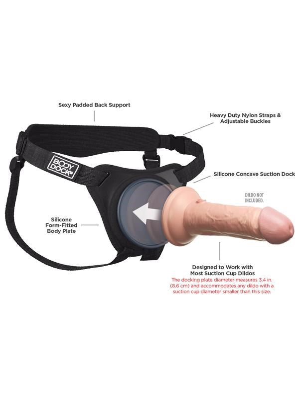 Pipedream Body Dock Elite Universal Strap On Harness with Suction Technology - - Strap On Sextoys
