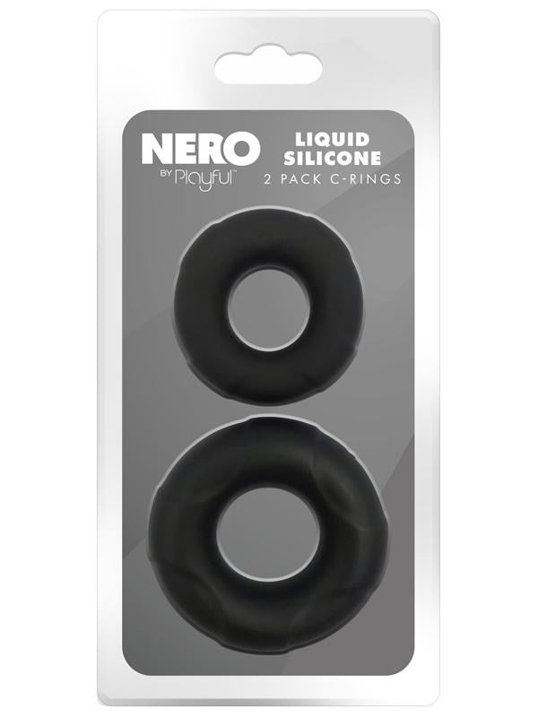 Evolved Playful Nero Liquid Silicone 2 Pack Cock Rings Super Stretch - - Silicone Cock Rings