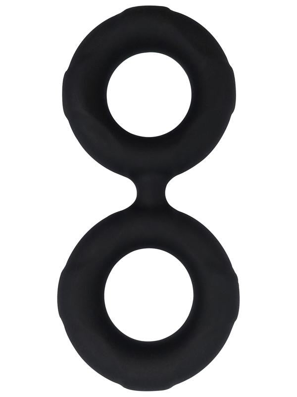 Evolved Playful Nero Liquid Silicone Connected Cock Ring Super Stretch - - Silicone Cock Rings