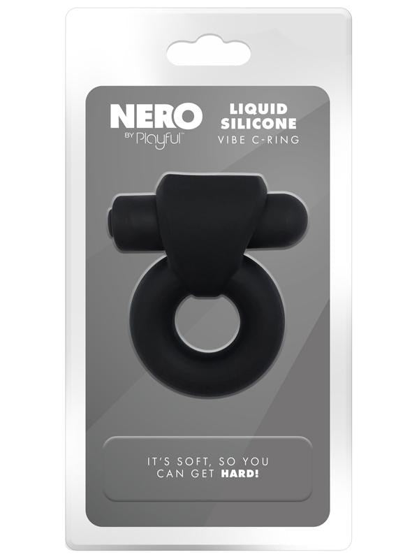 Evolved Playful Nero Liquid Silicone Vibe Cock Ring with 10 Speeds - - Silicone Cock Rings