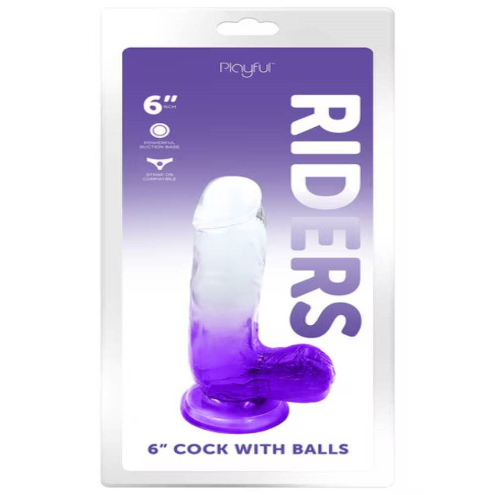 Evolved Playful Riders 6 inch Realistic Cock with Balls Suction Cup Dildo - - Realistic Dildos