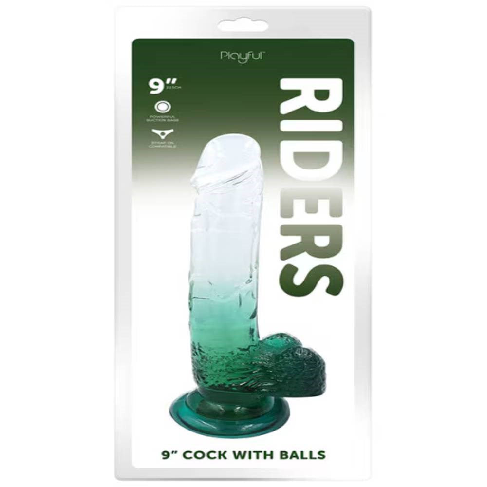Evolved Playful Riders 9 Inch Realistic Dildo with Balls Suction Cup - - Realistic Dildos