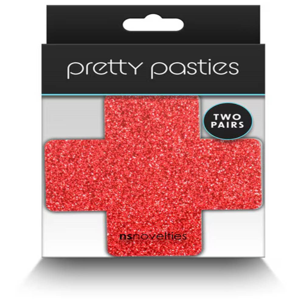 NS Novelties Pretty Womens Pasties Glitter Cross 2 Pair Bold Glitter Design - - Breast and Nipple Toys