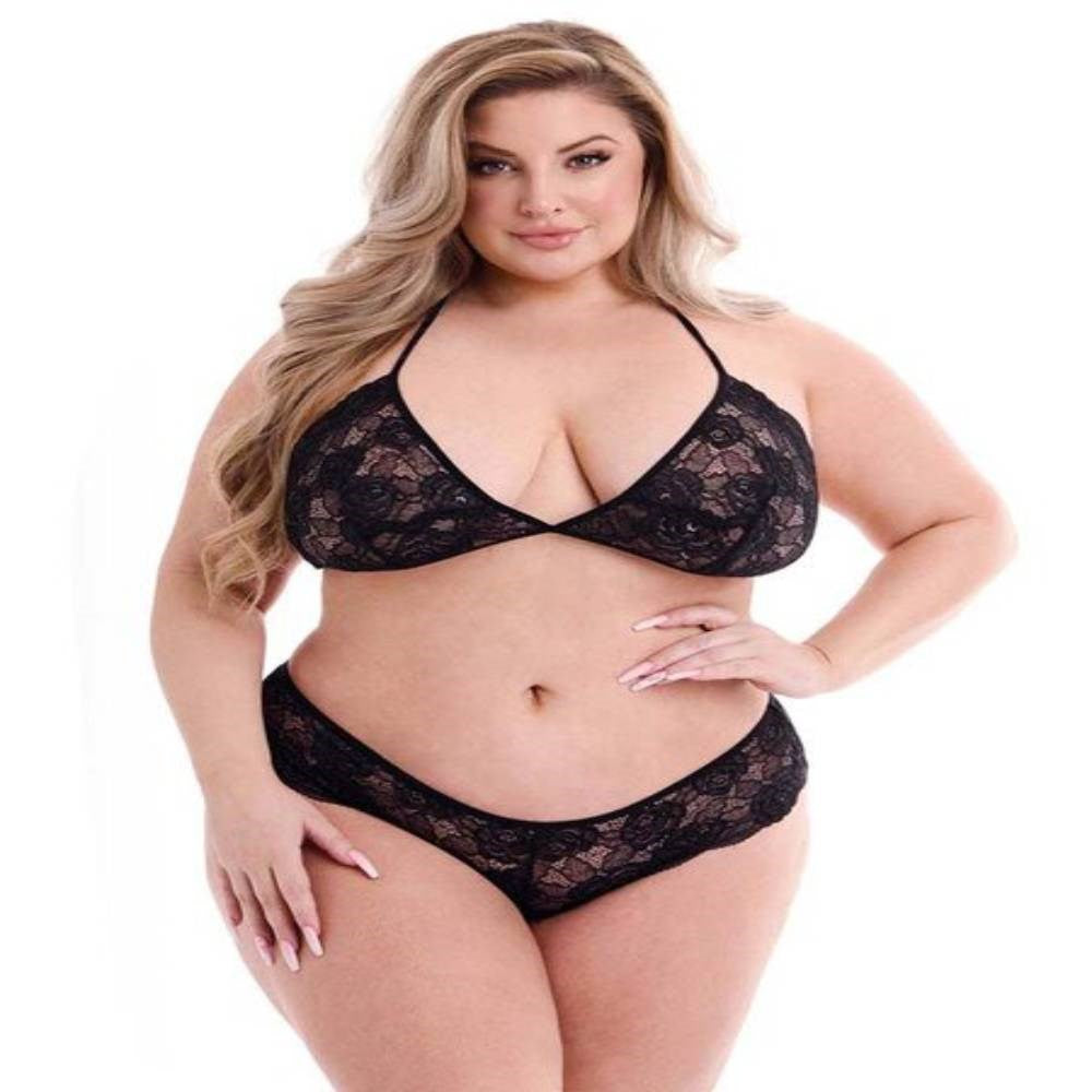 Baci Lingerie 2 Piece Eco Bra and Panty Set Black Sustainable Intimates - - Bras and Bra Sets