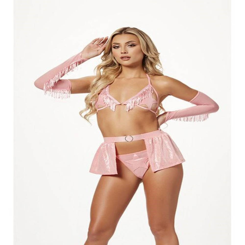 Seven til Midnight 4 Piece Cowgirl Costume Set Rose with Star Cups - - Fancy Dress Ups