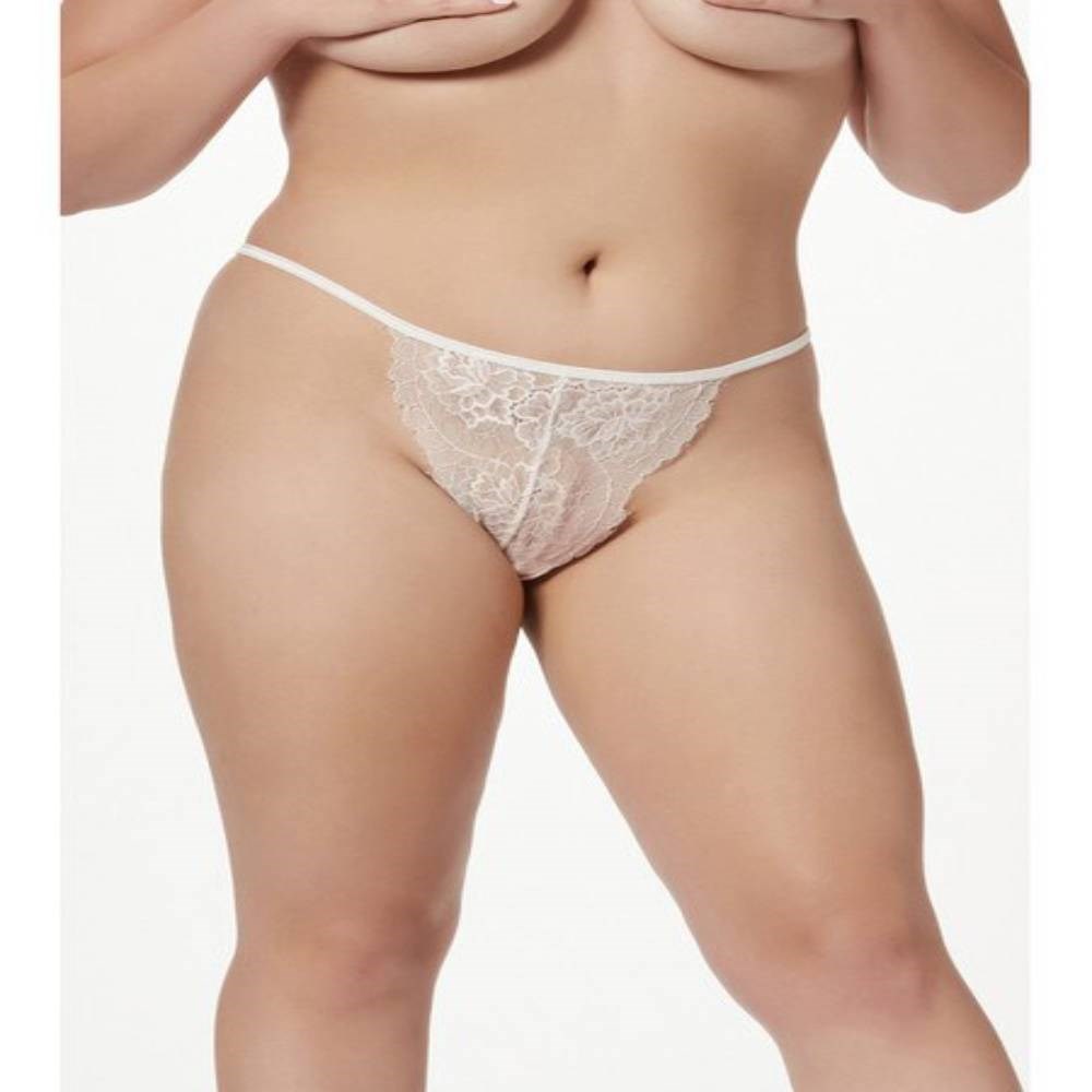 Seven til Midnight White Lace Thong with Pearl Back Detail Elegant Intimates - - G-Strings, Panties and Shorts