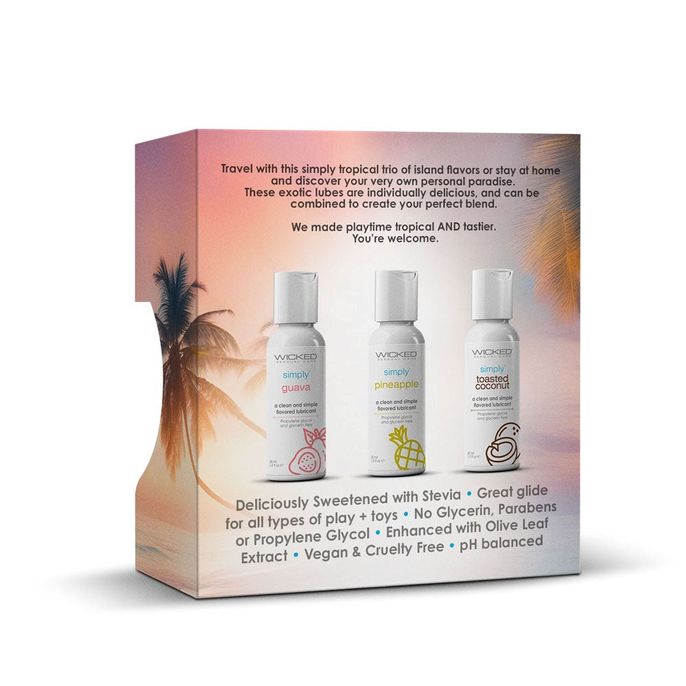 Wicked Sensual Care Wicked Simply Tropical Trio Flavoured Water Based Lubricants - - Water Based Lubes