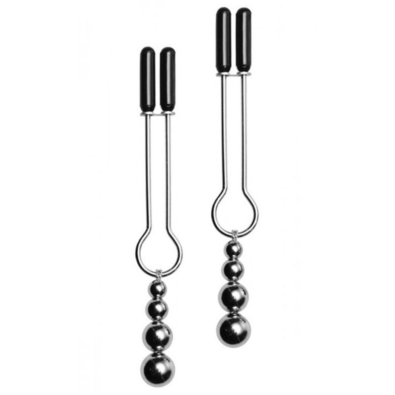 BDStyle Adorn Triple Bead Nipple Clamp Set - - Nipple and Clit Clamps