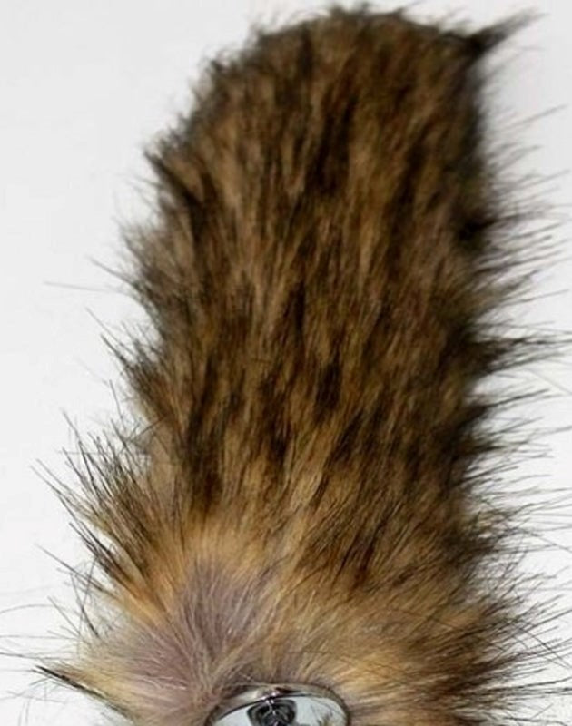 BDStyle Black & Blonde Faux Fox Tail Butt Plug Silver Ribbed Fox Tail - - Steel Sex Toys