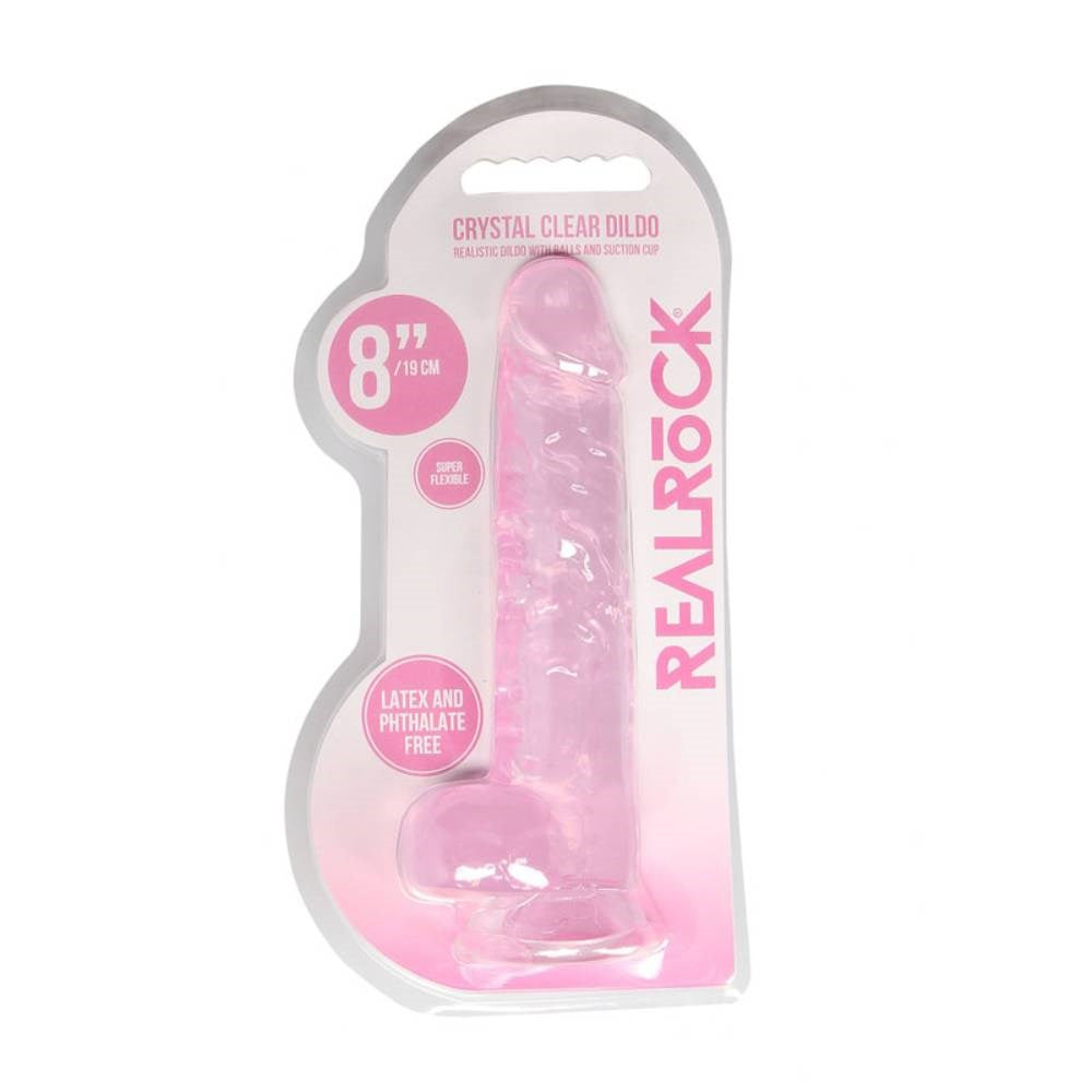Shots Toys REALROCK 20.3 cm Realistic Dildo With Balls Crystal Clear TPE - - Realistic Dildos
