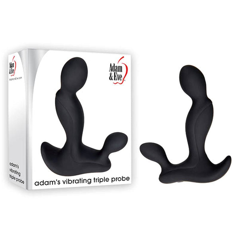 Adam & Eve Adams Vibrating Triple Prostate Massager Black with 7 Patterns - - Prostate Toys