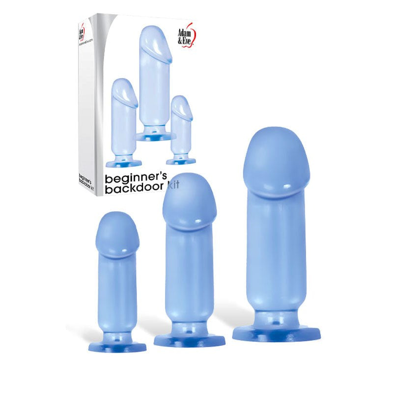Adam & Eve Beginners Backdoor 3 Sizes Butt Plug Set Clear with Progressive Sizing - - Butt Plugs