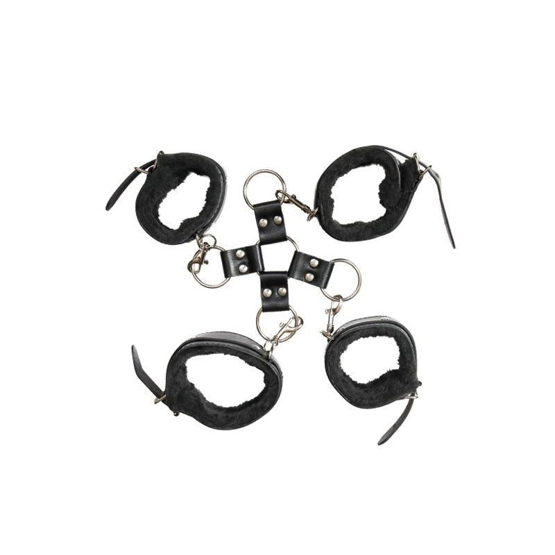 Adam & Eve Bondage Play Hog Tie Restraints Black with Quick Release Safety - - Cuffs And Restraints