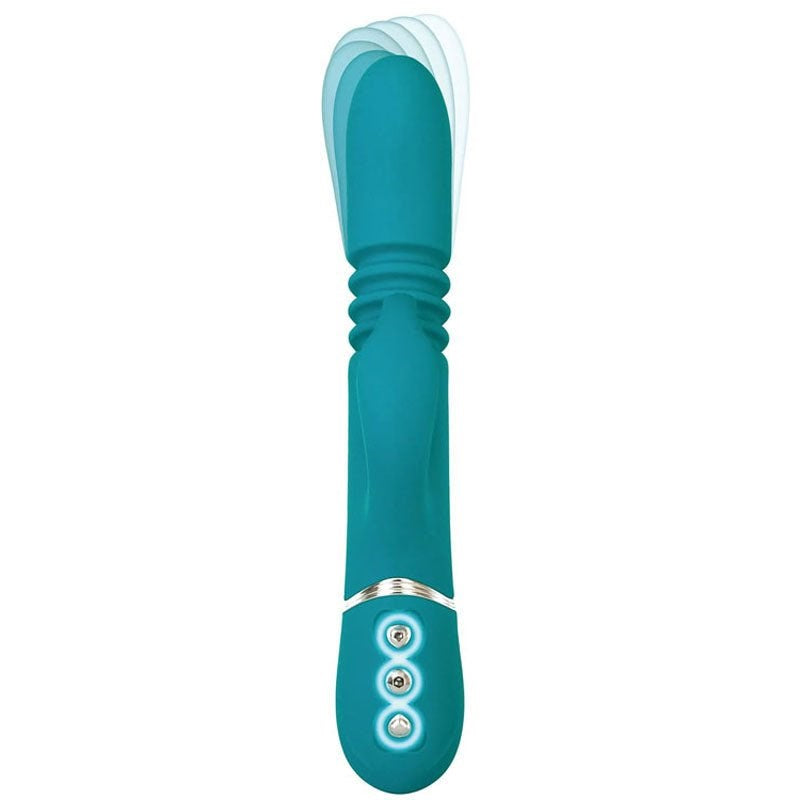Adam & Eve Eves USB Rechargeable Thrusting Rabbit Vibrator Green Dual Motor - - Rabbit Vibrators