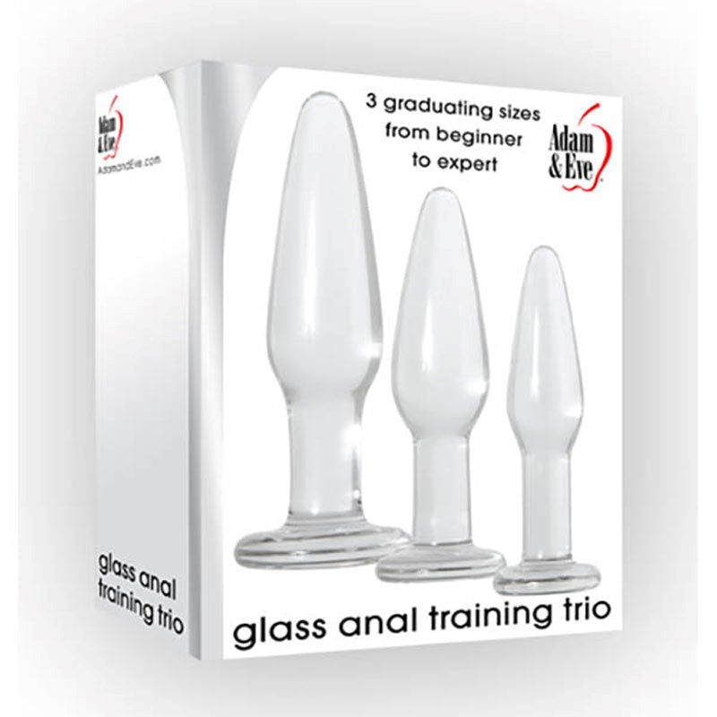 Adam & Eve Glass Anal Training Trio Butt Plugs Set Progressive Anal Stimulation - - Butt Plugs