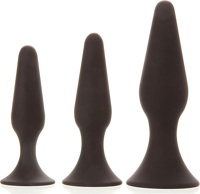 Adam & Eve Silicone Booty Boot Camp 3 Size Anal Training Kit Black Progressive Anal Training - - Butt Plugs