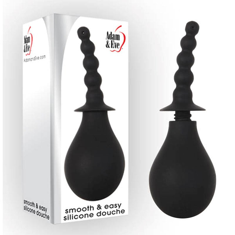 Adam & Eve Smooth and Easy Silicone Douche Black Anal Cleanse - - Enemas and Douches