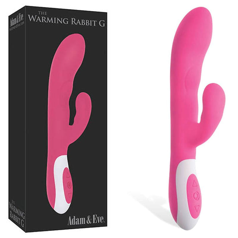 Adam & Eve Warming Rechargeable G Spot Rabbit Vibrator Pink with Dual Motors - - Rabbit Vibrators