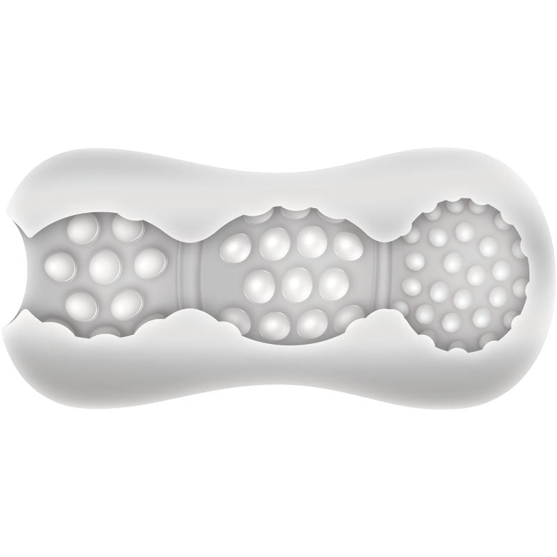 Adam & Eve Triple Chamber Ball Drainer Male Masturbator Sleeve Clear - - Masturbators and Strokers