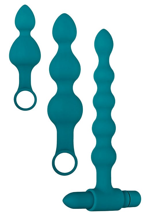 Adam & Eve Vibrating Bumpy Anal Bead Set Green with 7 Speeds - - Anal Beads and Balls