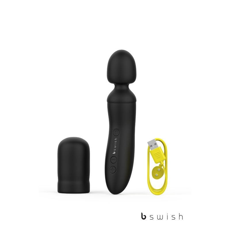B Swish Bthrilled Premium Noir USB Rechargeable Wand Vibrator Black - - Body Wands